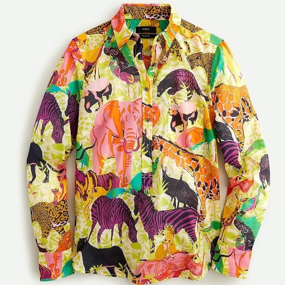 J.Crew Classic Popover Top in Ratti Safari Print size 00